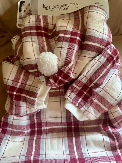 Koolaburra UGG Red Plaid Fully Sherpa Lined P.J. Dog Coat Detachable Hood XLarge