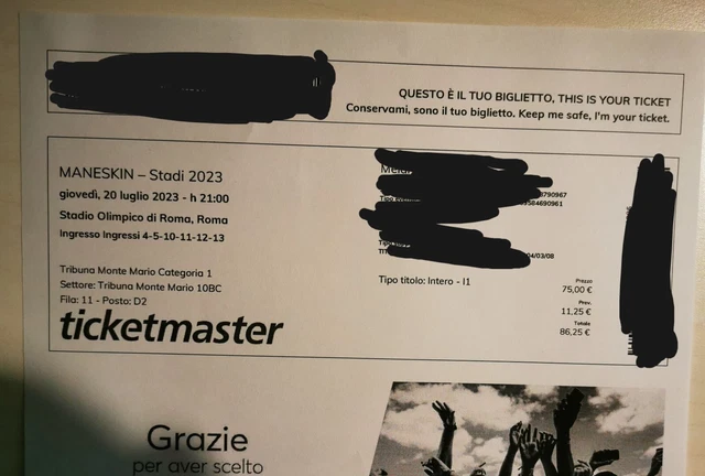 2 biglietti concerto maneskin