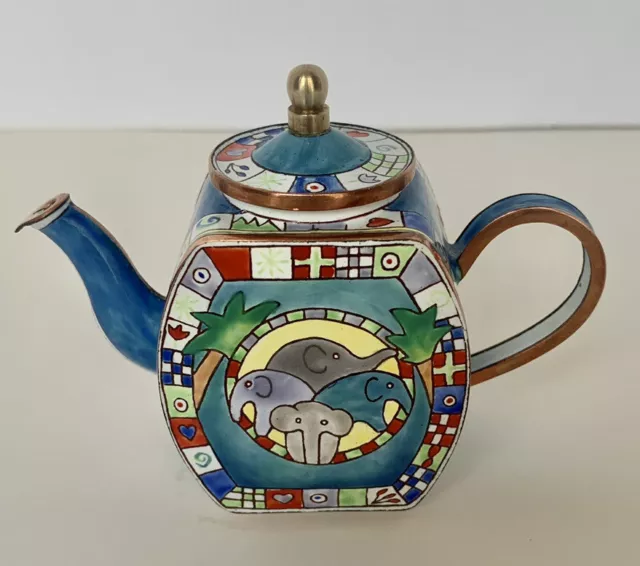 VTG 1995 TRADE + AID Charlotte di Vita Enamel Hand Painted Mini Teapot  #876