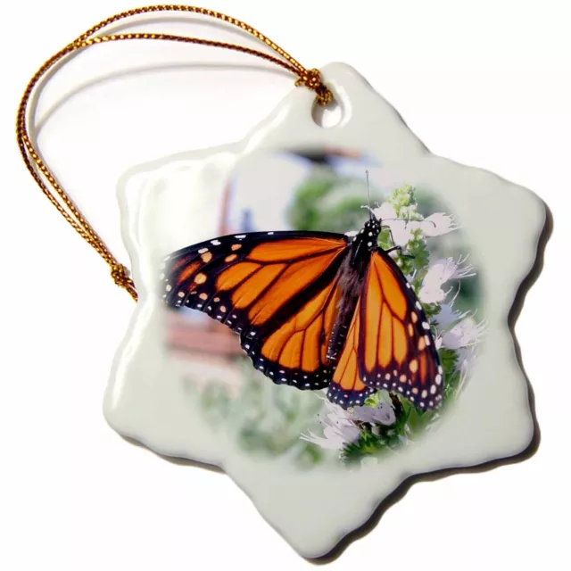 3dRose Monarch Butterfly 3 inch Snowflake Porcelain Ornament