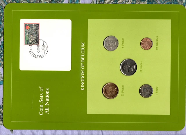 Coin Sets of All Nations Belgium w/card 1977-1982 UNC 10 Francs 1977