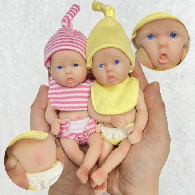 Silicone Baby Reborn Doll 6 Inch BOY OR GIRL Mini Preemie Pink Real Full Soft