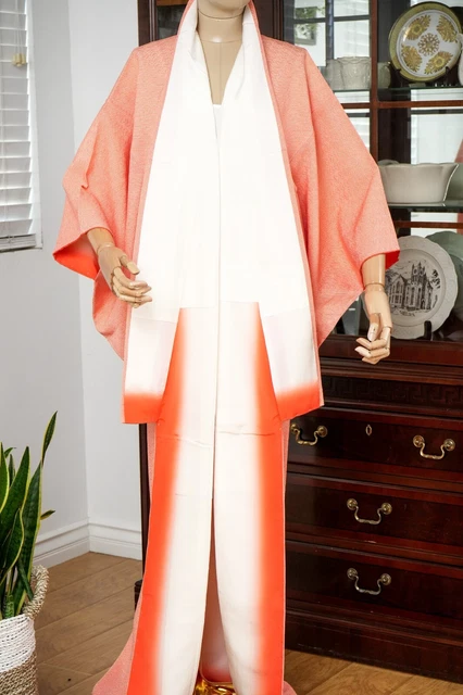 Dear Vanilla Japanese Silk Kimono Women's Robe Gown Authentic Japan Vintage Mint 7