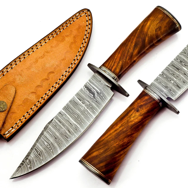 Premium Bowie Knife - Damascus Steel Blade with Rosewood Handle