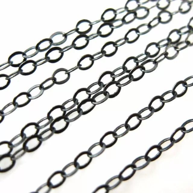 Oxidized Sterling Silver Strong Flat Cable with a size of 2.3mm. The  Unfinished Bulk Chains Are Sold Per Foot..