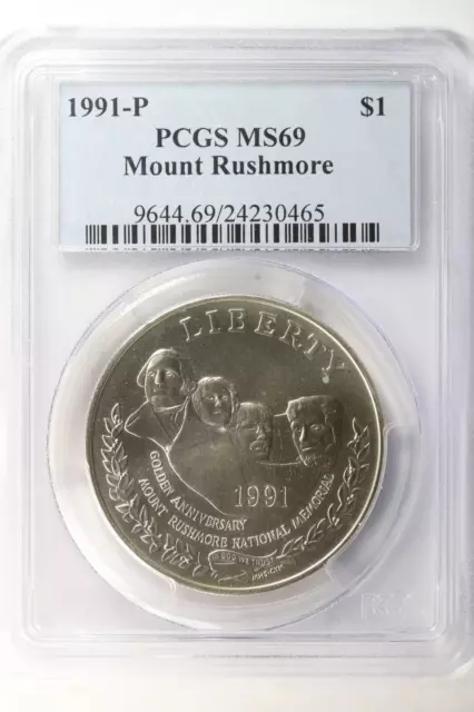 1991-P Mount Rushmore Commemorative Silver Dollar PCGS MS69 $1