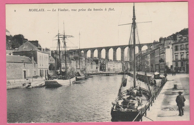 Ancienne Carte Postale Morlaix (29) - Le Passeur Du Bas De La Rivière - Mise à Flot Du Bac
