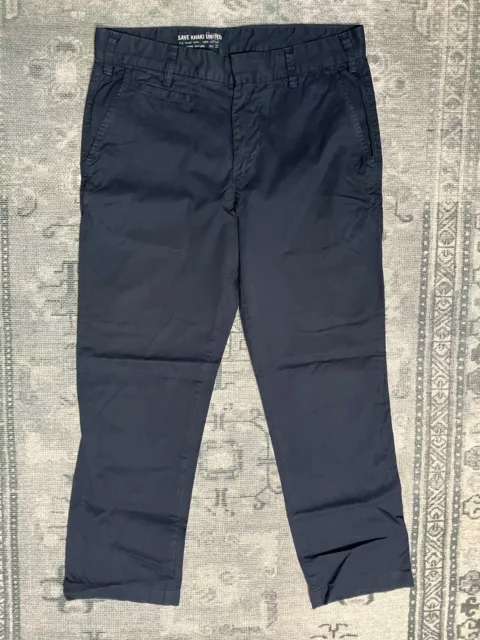 Save Khaki United Mens Slim Navy Chino Pants, Size 32 (33x27" actual), Made USA