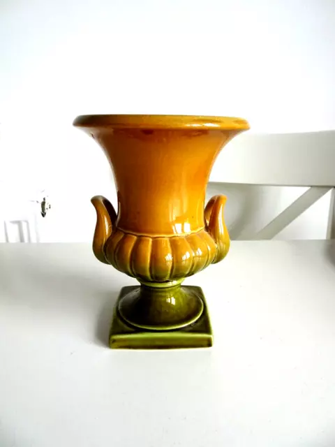 Royal Winton Grimwades Urn Vase Two Tone Green Mustard Yellow