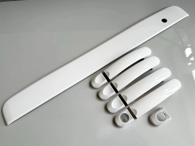 GLOSS WHITE TRANSPORTER Twin Door Rear Grab + 4 Handle Covers Vw T5 T5