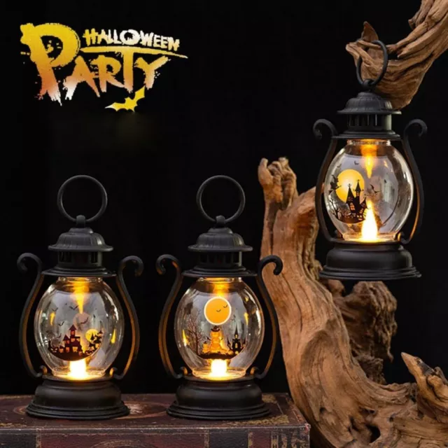 Ghost Halloween Pumpkin Lantern Hanging Candle Light Retro Oil Lamp  Home