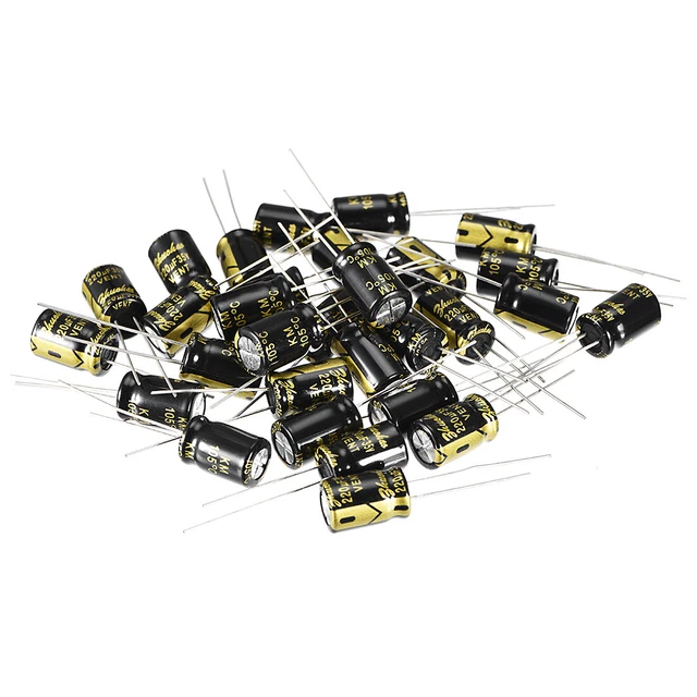 Radial Condensateur électrolytique 220uF 35V 105°C Vie 2000H 8x12mm noir 30 pc