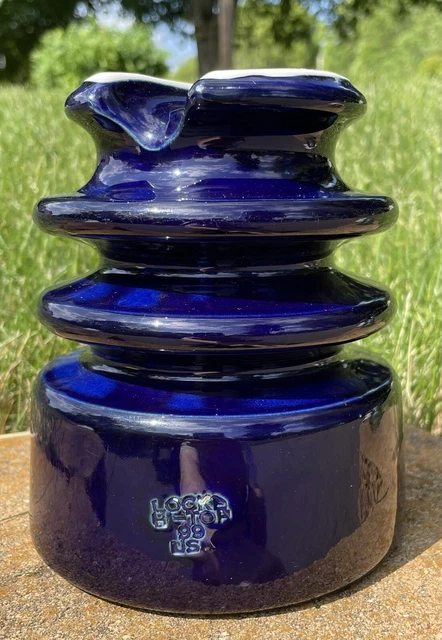 Cobalt Blue Locke Large Porcelain Insulator- Excellent Condition