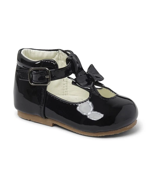 BABY GIRLS SHOES Sevva Spanish Style T Bar Bow UK 1 6 White