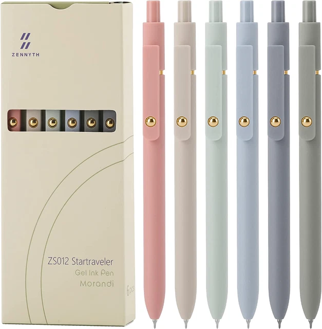 Liaotees Gel Pens, 6 Pcs 0.5Mm Quick Dry Black Ink Pens Fine Point Smooth Writin