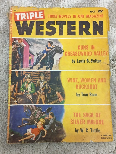 Vintage Triple Western Magazine Three Novels in One Magazine October 1952