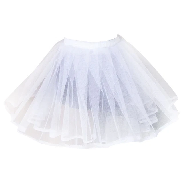 Women Children White Hard Mesh Short Petticoat Double Layers Girl  Tutu Sk
