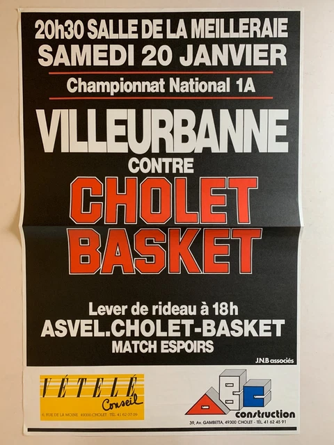 Affiche Match De Basket Cholet Basket / ABCEP Lorient – 25 Octobre 1988