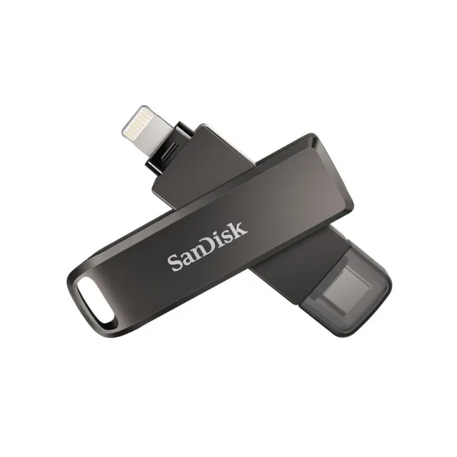 SanDisk 256GB iXpand Flash Drive Luxe with Lightning and USB-C connectors, for i