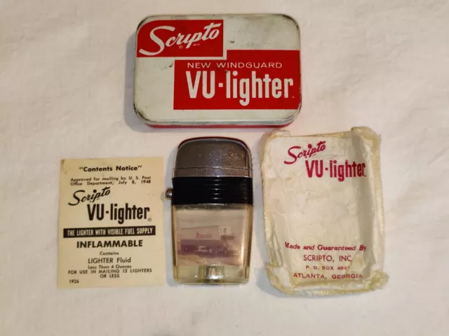 1960s SCRIPTO VU-LIGHTER-TRANSCON TRUCKING AD CIGARETTE LIGHTER-SEMI INSIDE-MIB