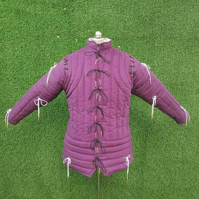 Farsetto da armamento medievale Gambeson armatura trapuntata Aketon Costume...
