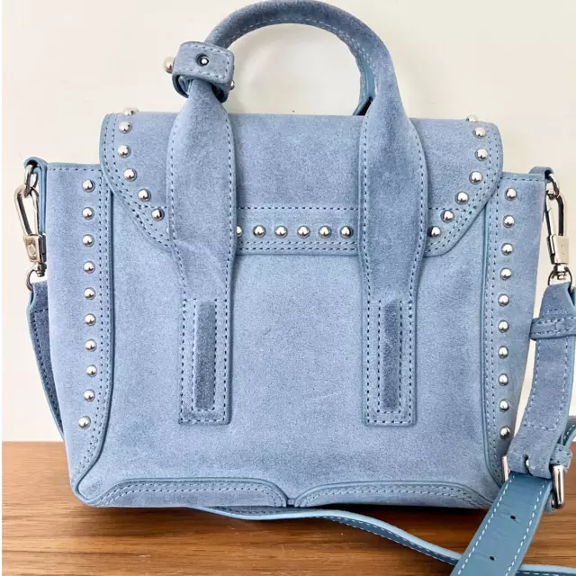 3.1 Phillip Lim Suede Leather Onyx Studded Satchel Bag French Blue Women's 3