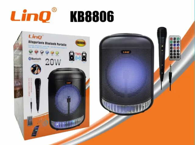 Haut-Parleur Haut-Parleurs Bluetooth Linq Kb8806 20w avec Microphone Distance