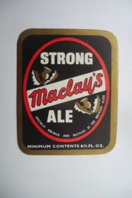 MINT MACLAY'S ALLOA STRONG ALE 6 1/3 fl oz BREWERY BEER BOTTLE LABEL
