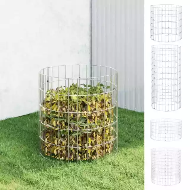 Compostador de Jardín Acero Galvanizado Cesto Cubo Reciclaje Multitalle vidaXL