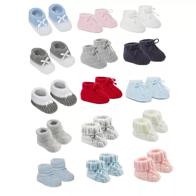 NEWBORN BABY Boy Girl Soft Knitted Bow Booties Shoes NB-3 months