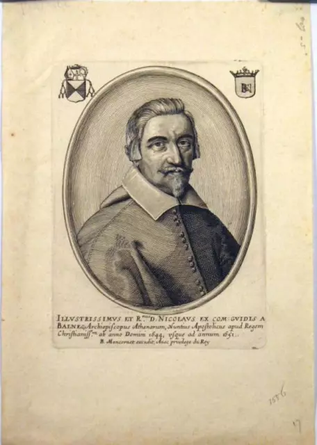 Gravure, XVIIe, Portrait Nicolaus archevêque d'Athènes