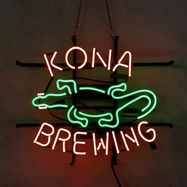 17"x14"Kona Brewing Gecko Neon Sign Light Man Cave Nightlight Wall Hanging Decor