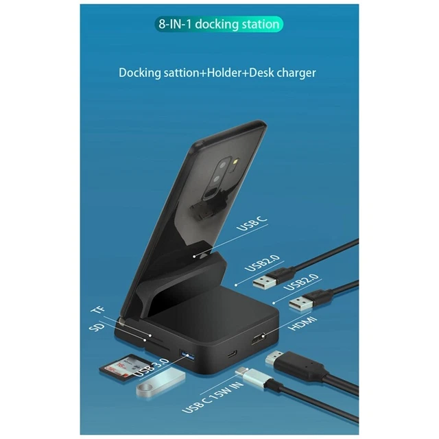 Docking Station In Legno Di Mango Per Telefono - Supporto Da Tavolo Organizzatore Con Slot Per Ricarica, Porta Orologio E Chiavi