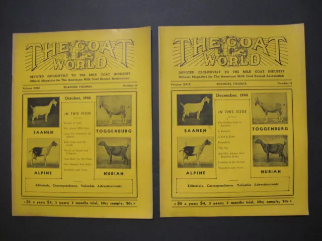 Two Old Magazines: The Goat World October / December 1944 Vincennes, Indiana.