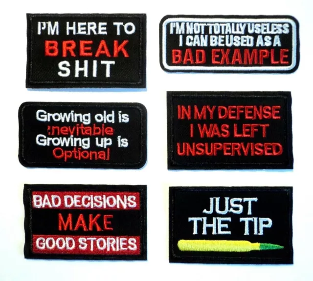 1x Biker Patches Embroidered Cloth Badge Applique Iron Sew On Bad Break Unsup