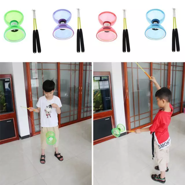 Juggling Toys Diabolo lumineux à triple roulement avec baguettes et ficelle 12