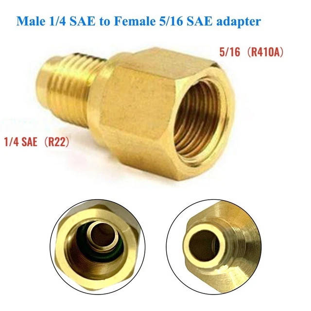 Nouveau R410A Adaptateur en Laiton Joints 1/4 Mâle à 5/16 Femelle Tuyau de Charge pour Pomper