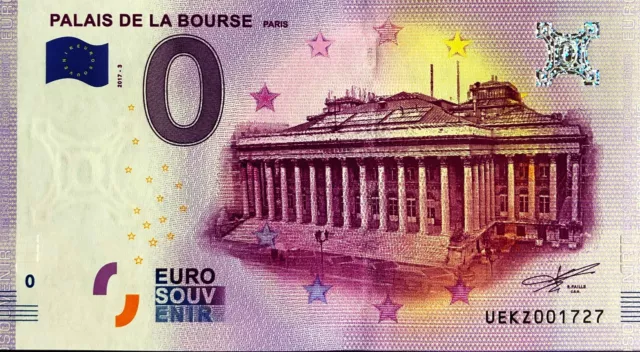 Billet 0 Zero Euro Souvenir Touristique  Palais De La Bourse 2017-2