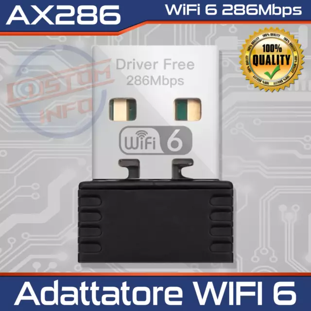 Adattatore WIFI 6 - AX286 scheda di rete Mini Dongle USB, 2.4GHz 802.11AX