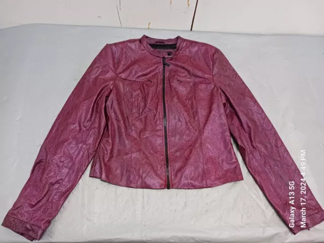 LADIES VNTG Rampage polyurethane Faux Leather Pink Snake Print Jacket ...
