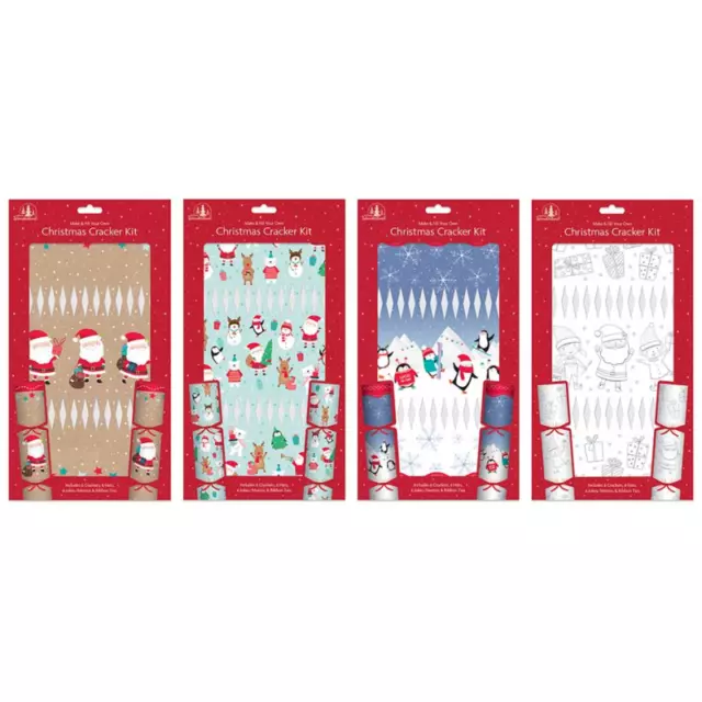 12 CHRISTMAS CRACKERS Kit Make & Fill Your Own Snaps Hats Jokes Ties 12