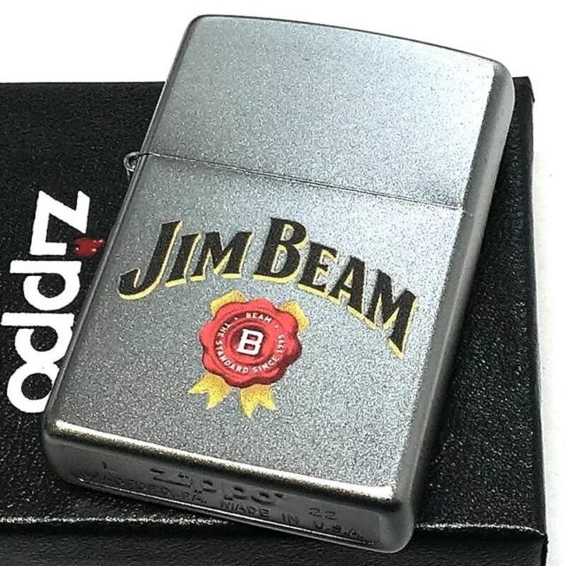 Zippo Oil Lighter Jim Beam Satin Chrome Silver Regular Case Japan