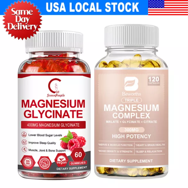 Magnesium Glycinate High Absorption,Improved Sleep,Stress& Anxiety Relief 60/120