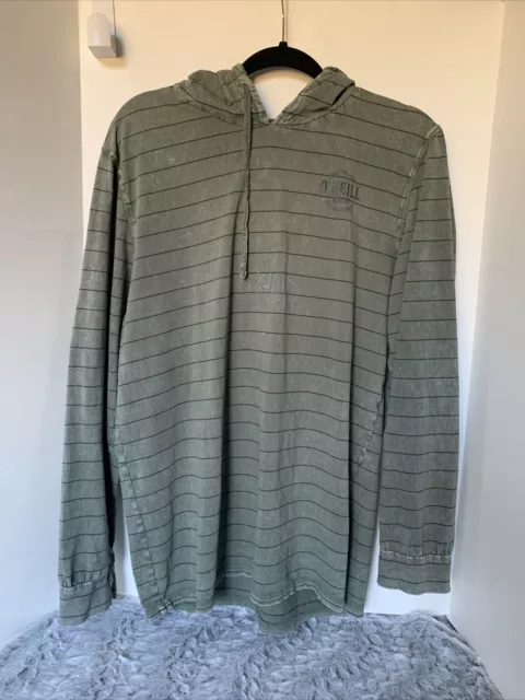 ONEILL Lightweight Pullover Hoodie T-Shirt Olive  Green Henley Neck Mens Size M