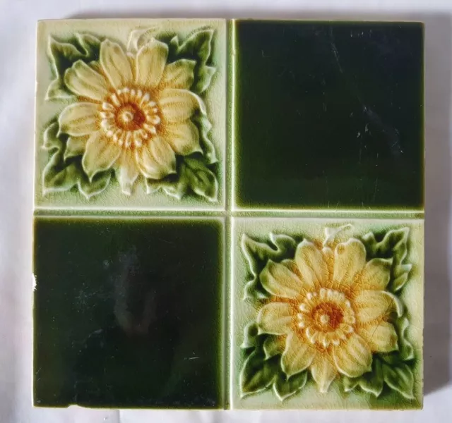 Pilkington Sunflower Quarter Foil Design Antique 6 Inch Tile