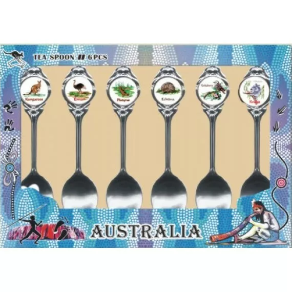 Australian Souvenir Spoons Set of 6 Spoons featuring Australian Animals