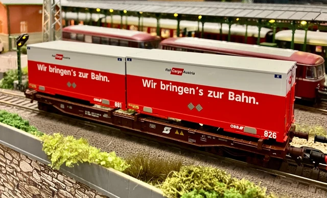2 x Roco (H0 GS) ÖBB Taschenwagen „Rail Cargo Austria (Gebraucht) in