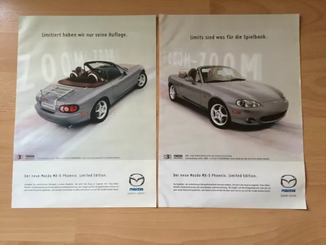 2x ORIGINAL WERBUNG REKLAME 2002   MAZDA   MX - 5 PHOENIX