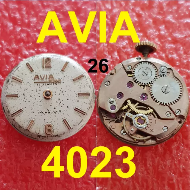 Movimento avia king cal. 4023 dial 18mm movement watch for parts working vintage