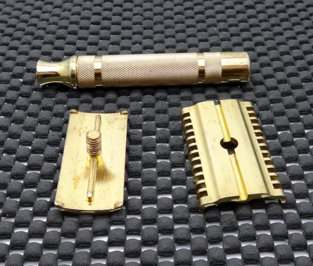 Vintage 1930's Gillette NEW Long Comb 3 Piece DE Safety Razor Clean! 4